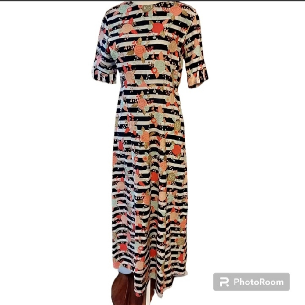 amish mennonite cape dress S Maxi Short Sleeve Plain Modest Striped Flor…